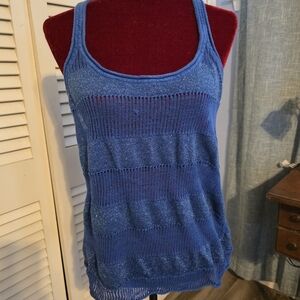 Express Blue Sparkle Knit Racerback Top